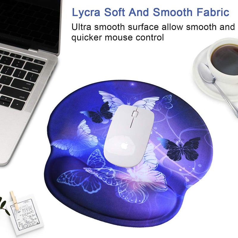 iVeze Ergonomic Mouse Pad Wrist Rests, Non Slip Mousepads with Gel Cushion Wrist Support, iVeze Comfortable Durable Mouse Pads for Home Office Efficient Working Easy Typing & Pain Relief ( Arts Butterfly ) - Image 3